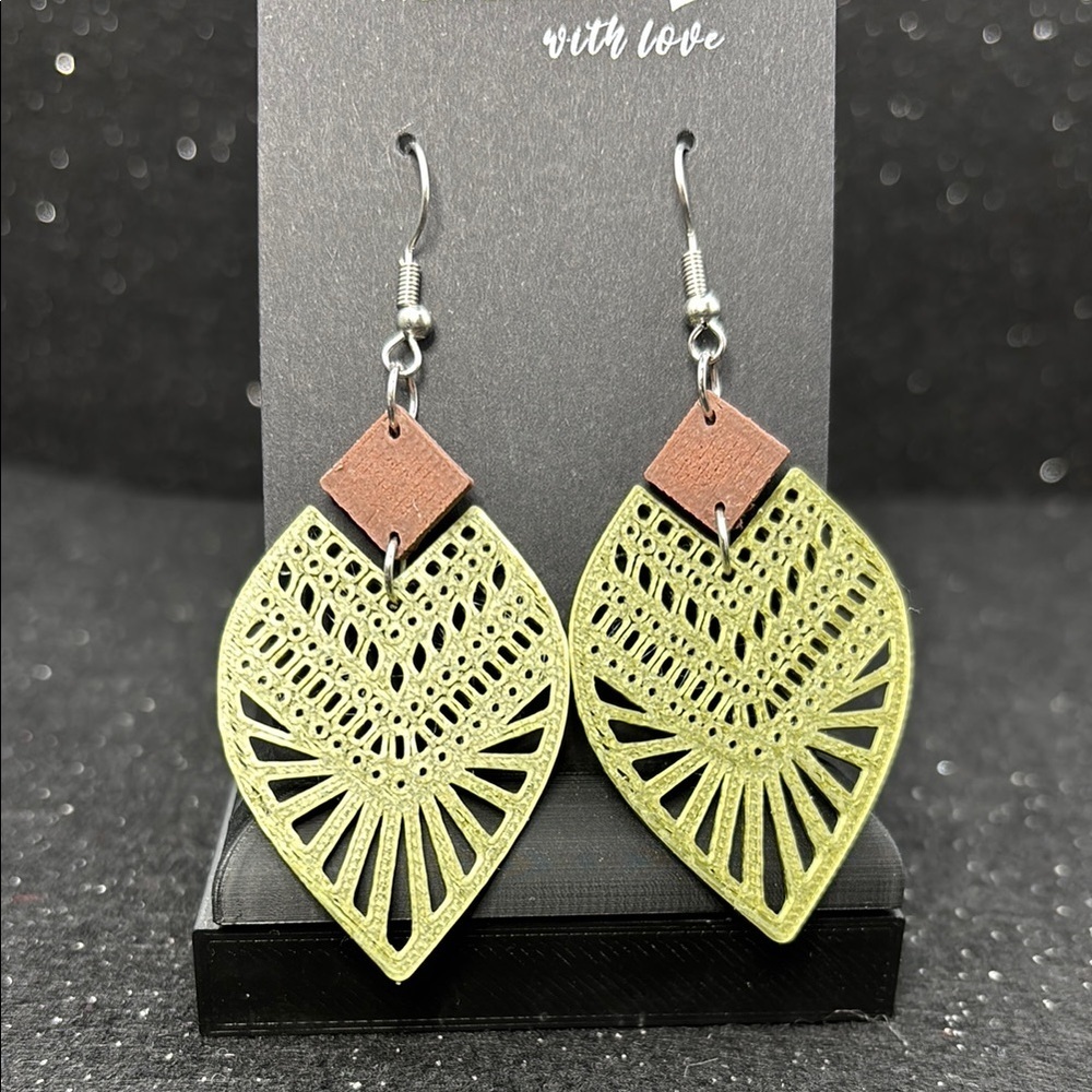 Gold and Brown Geometric Earrings